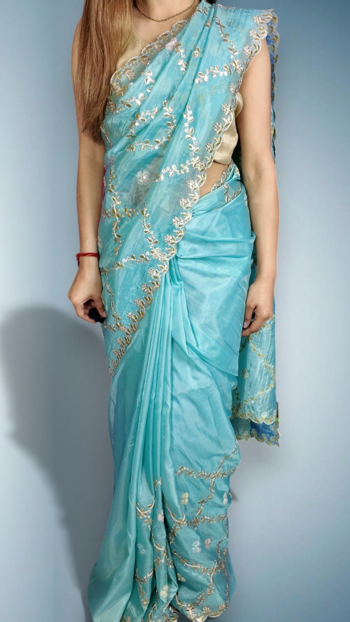 Azure Ethereal Regal Bloom Saree