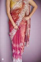 Coral Ethereal Exquisite Bloom Saree