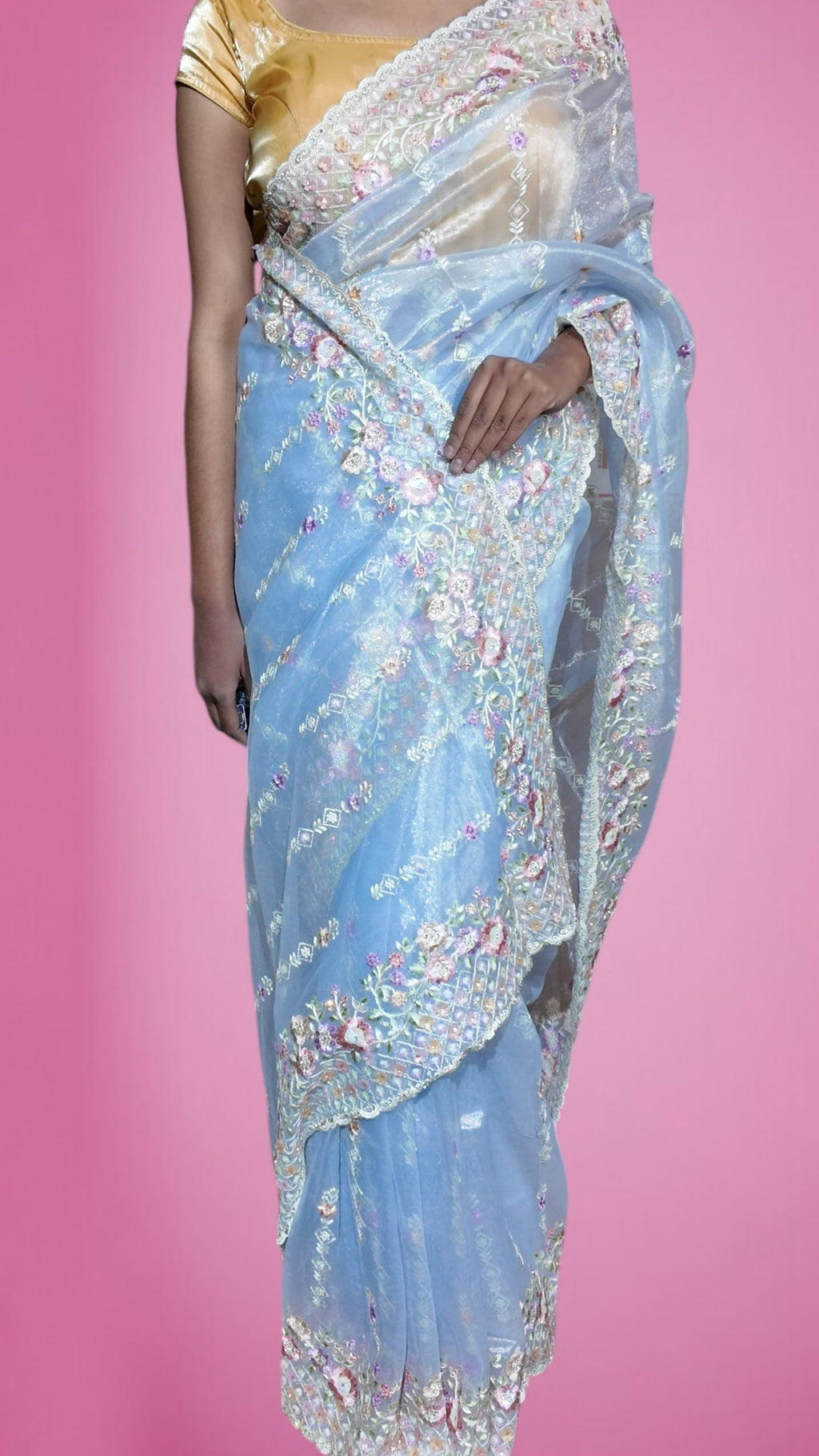 Azure Ethereal Regal Bloom Saree