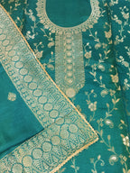 Traditional Teal Suit with Beautiful Zari & Thread Work