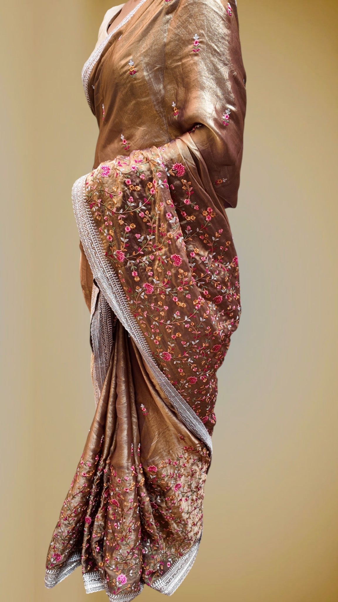 Champagne Regal Opulent Bloom Saree