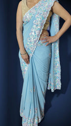 Azure Ethereal Radiant Elegance Saree