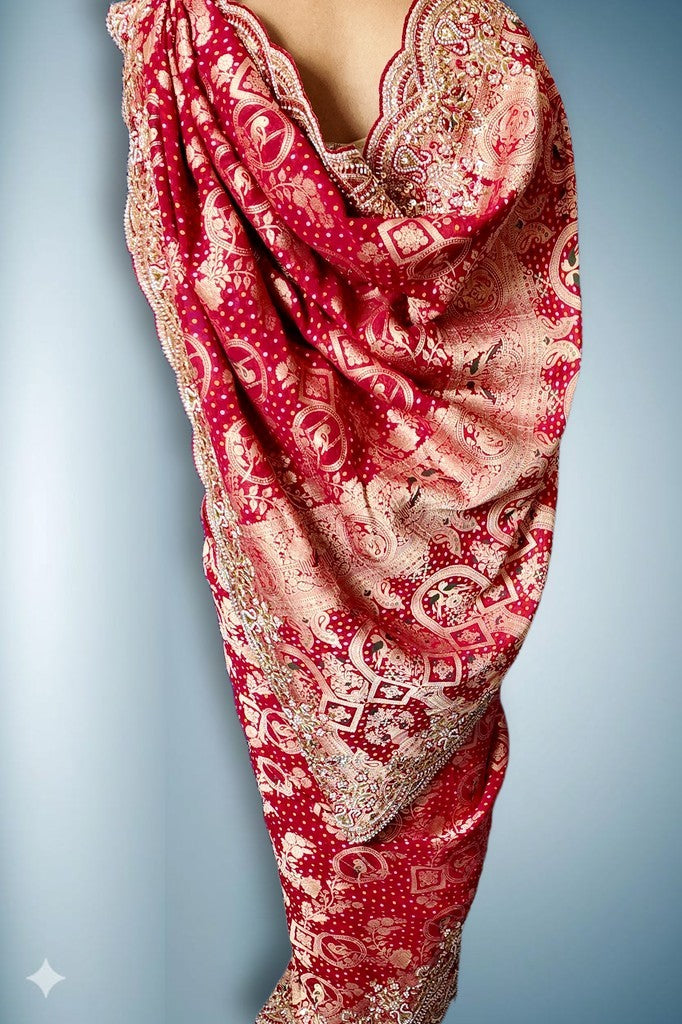 Crimson Regal Opulent Heritage Saree