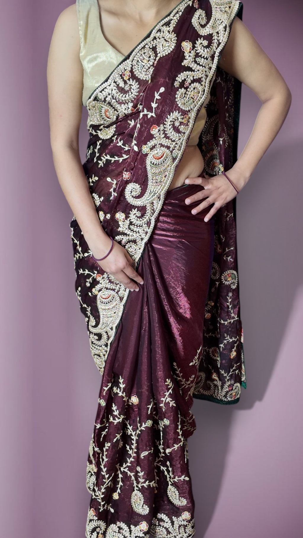 Burgundy Regal Opulent Heritage Saree