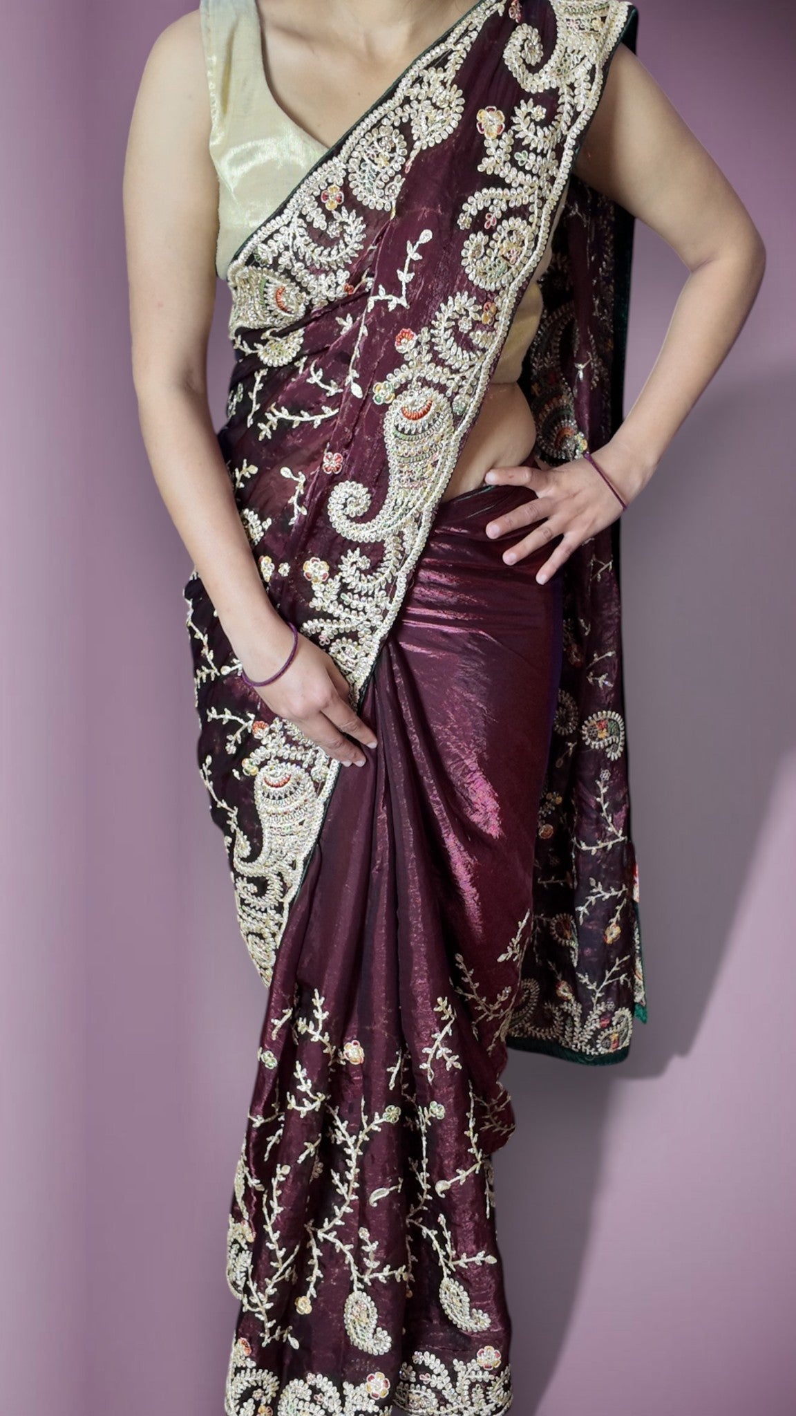 Burgundy Regal Opulent Heritage Saree