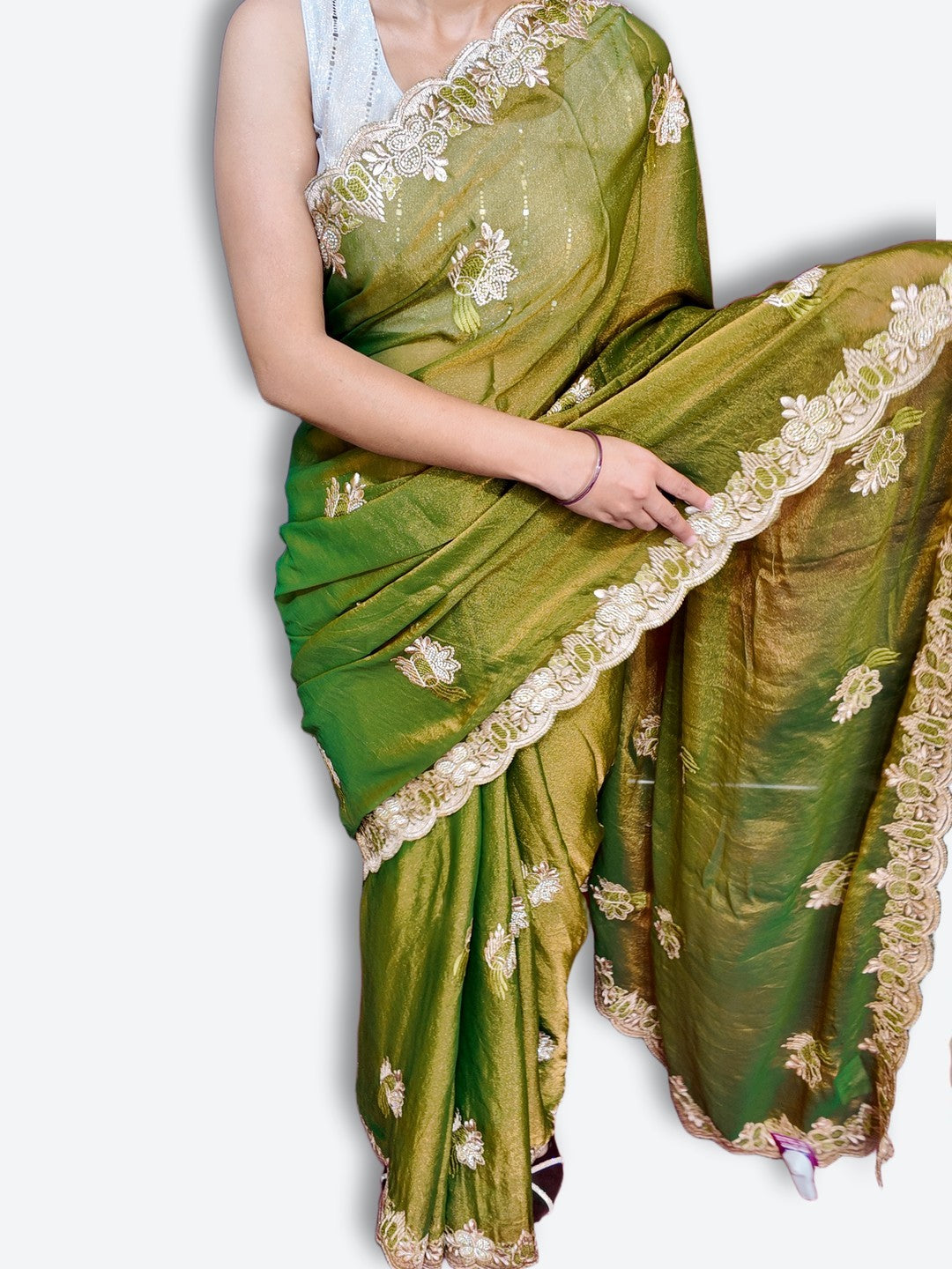 Emerald Regal Exquisite Bloom Saree
