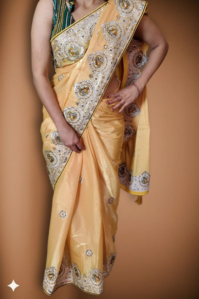 Champagne Majestic Exquisite Bridal Saree