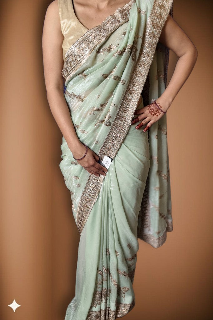 Sage Opulent Graceful Heritage Saree