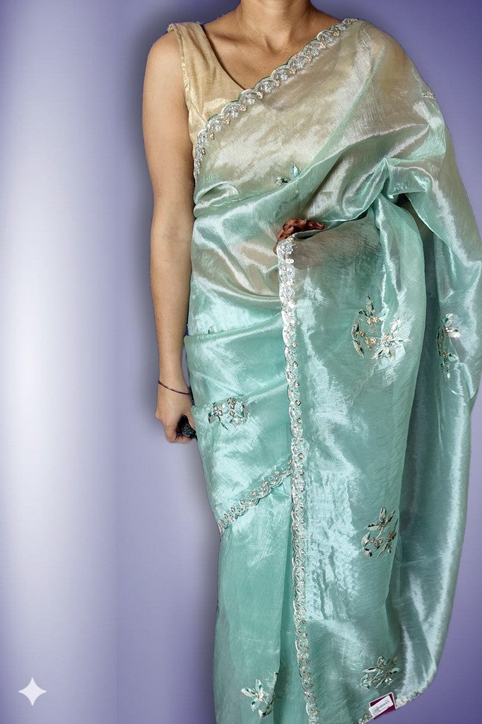 Mint Ethereal Radiant Elegance Saree