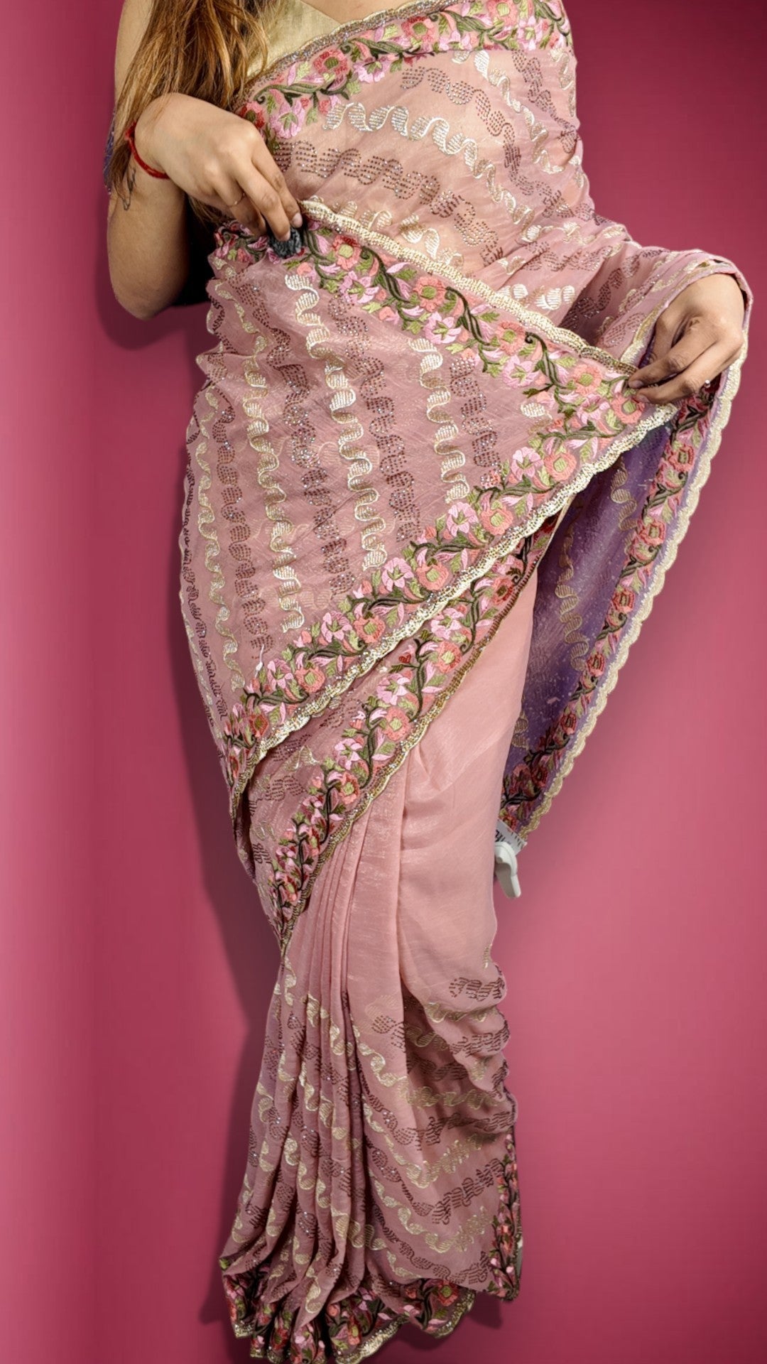 Peach Ethereal Regal Bloom Saree