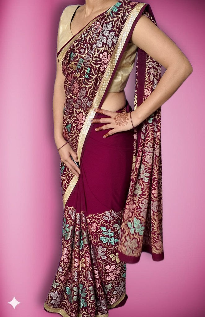 Bordeaux Regal Opulent Heritage Saree
