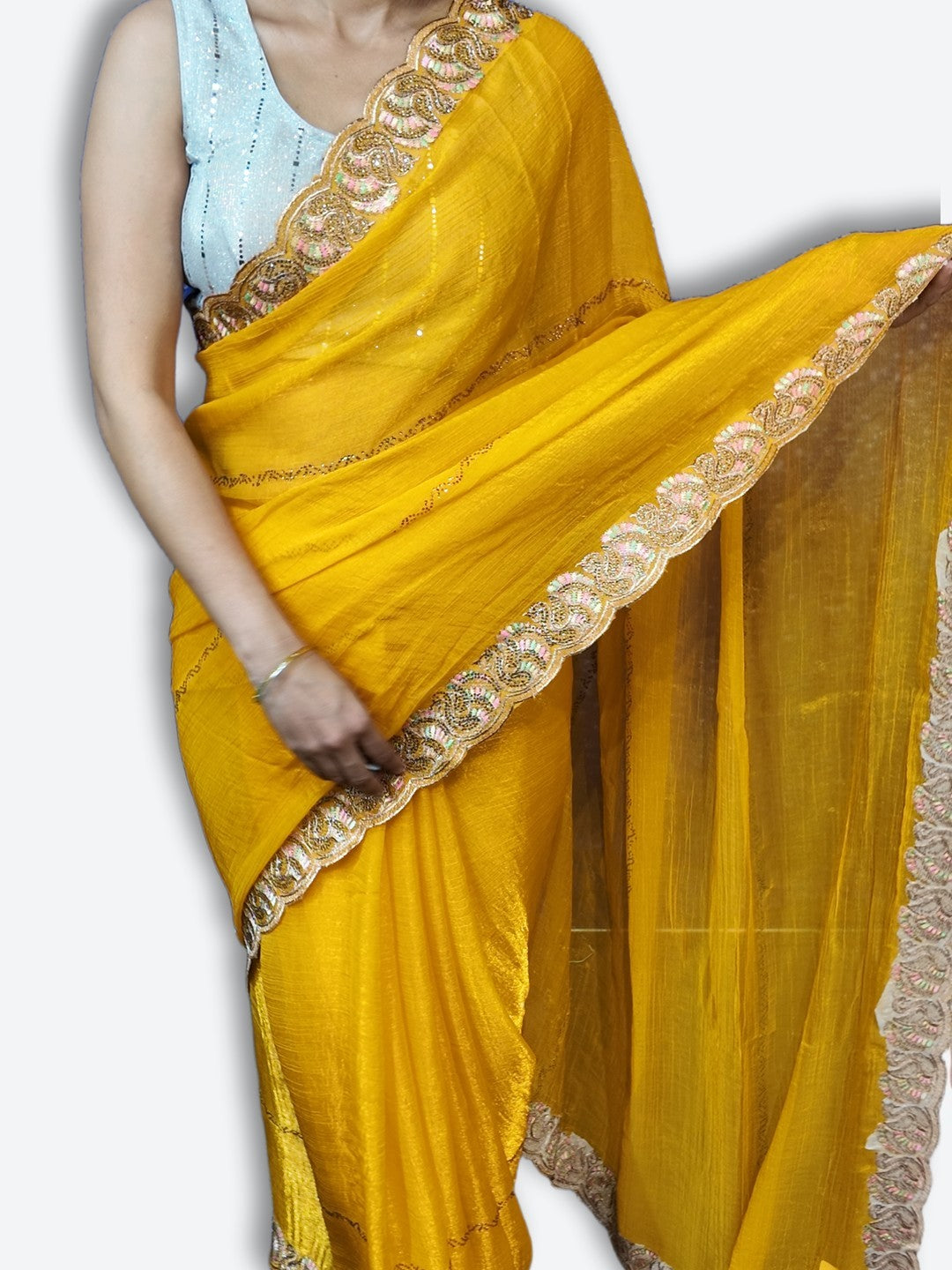 Saffron Majestic Couture Bloom Saree