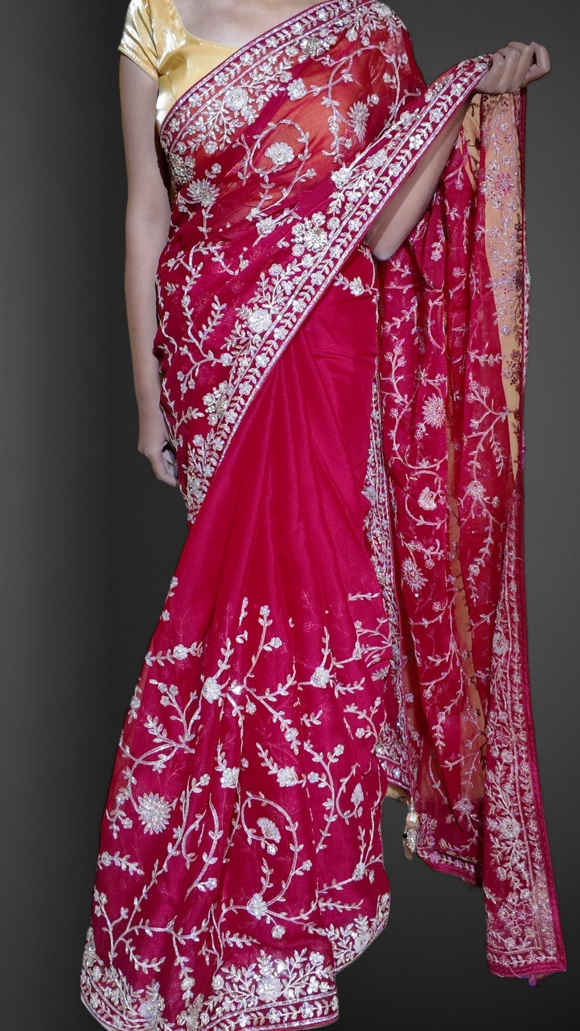 Fuchsia Majestic Couture Bloom Saree