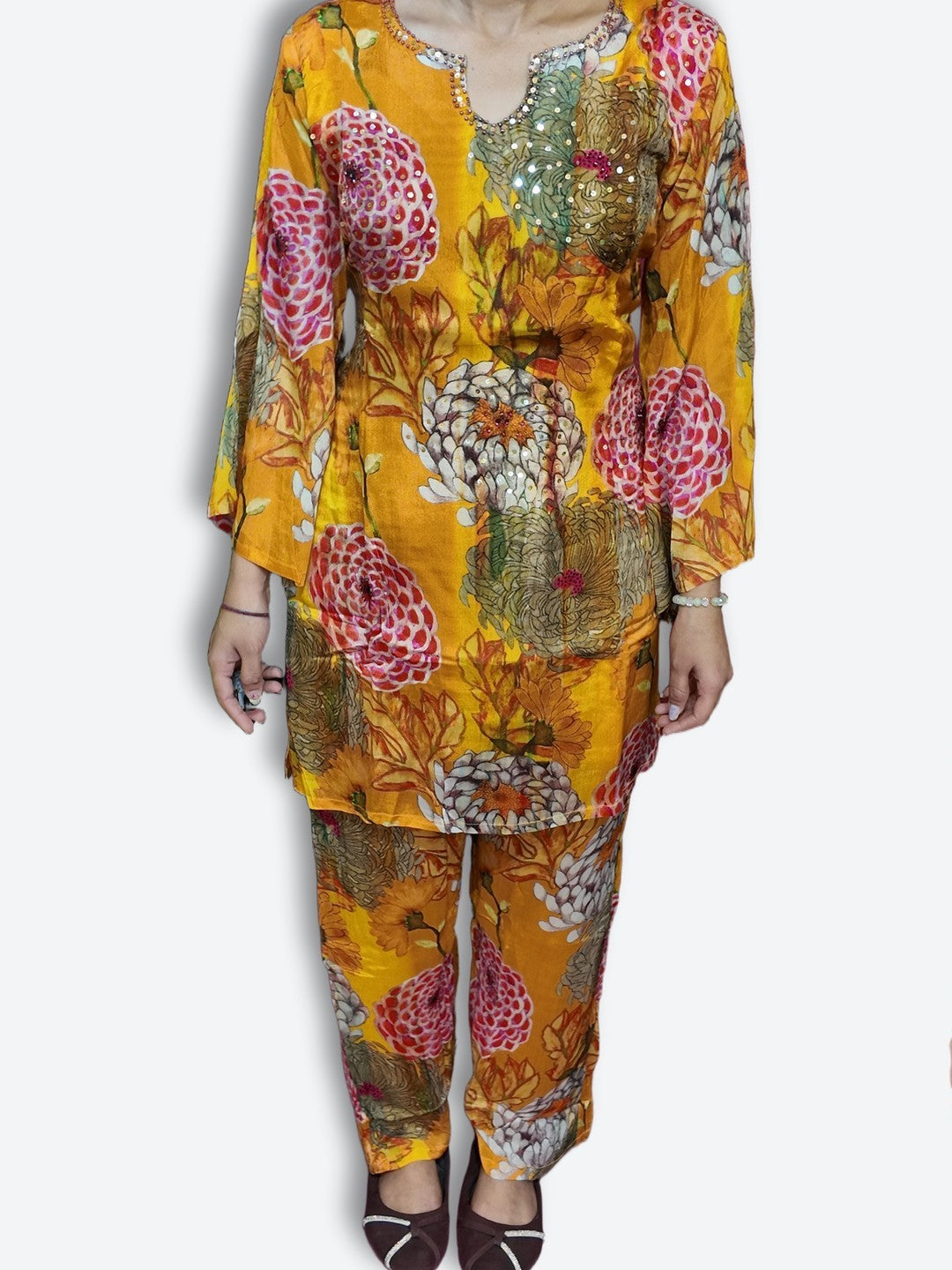 Saffron Regal Bloom Elegance Suit