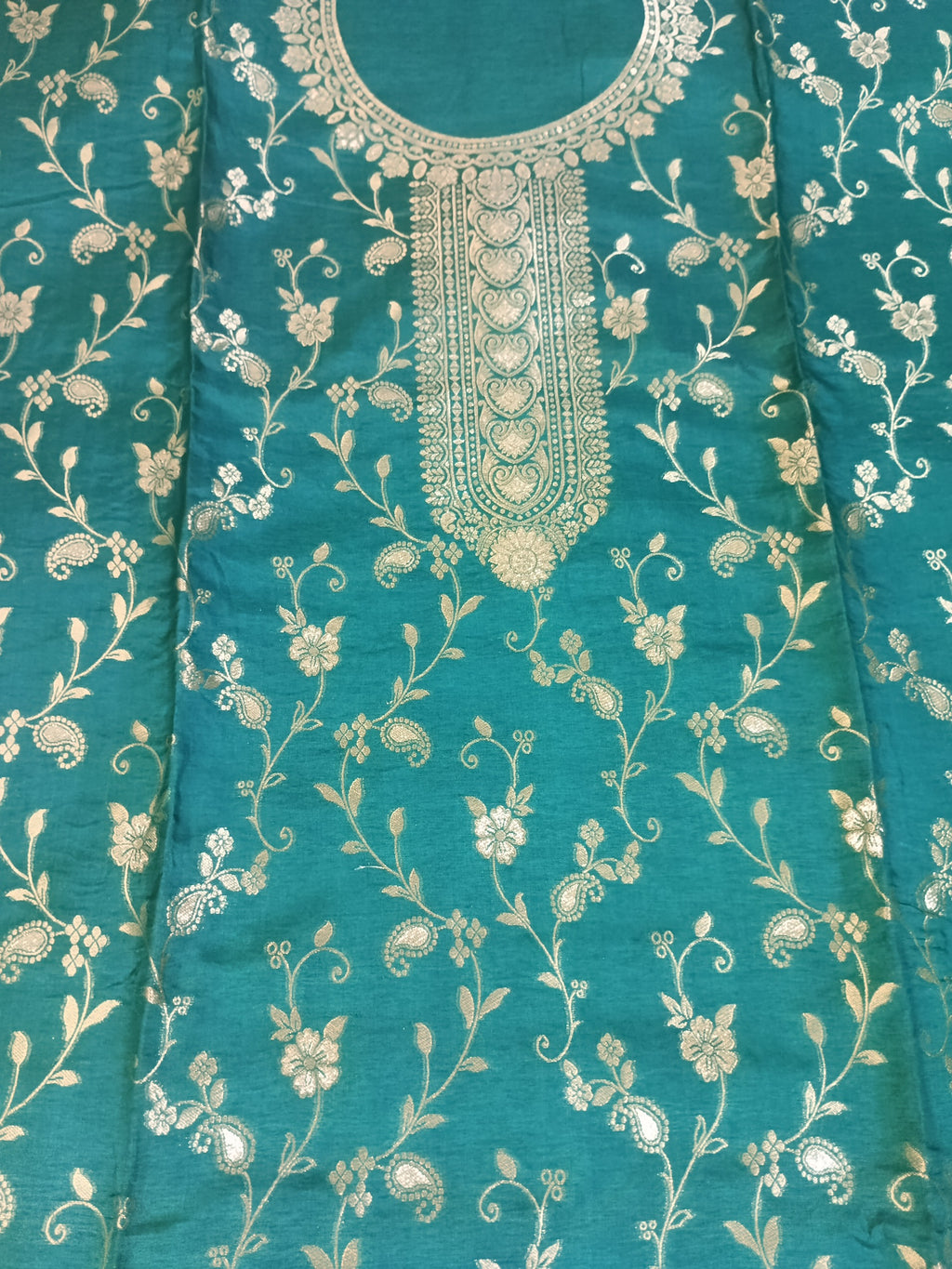 Traditional Teal Suit with Beautiful Zari & Thread Work
