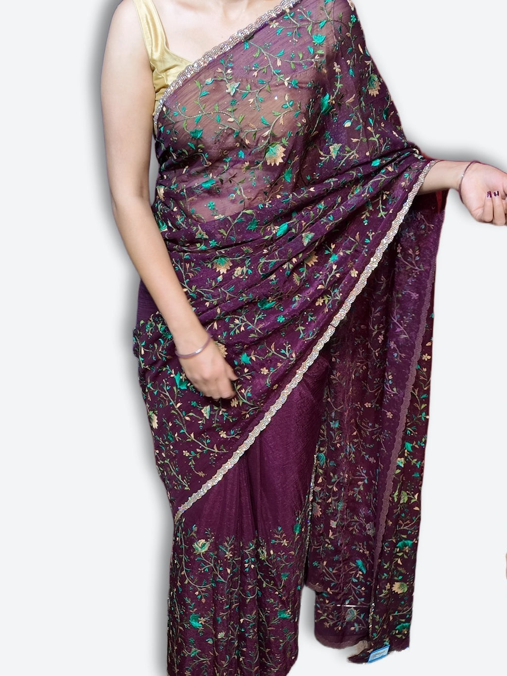 Plum Majestic Couture Bloom Saree