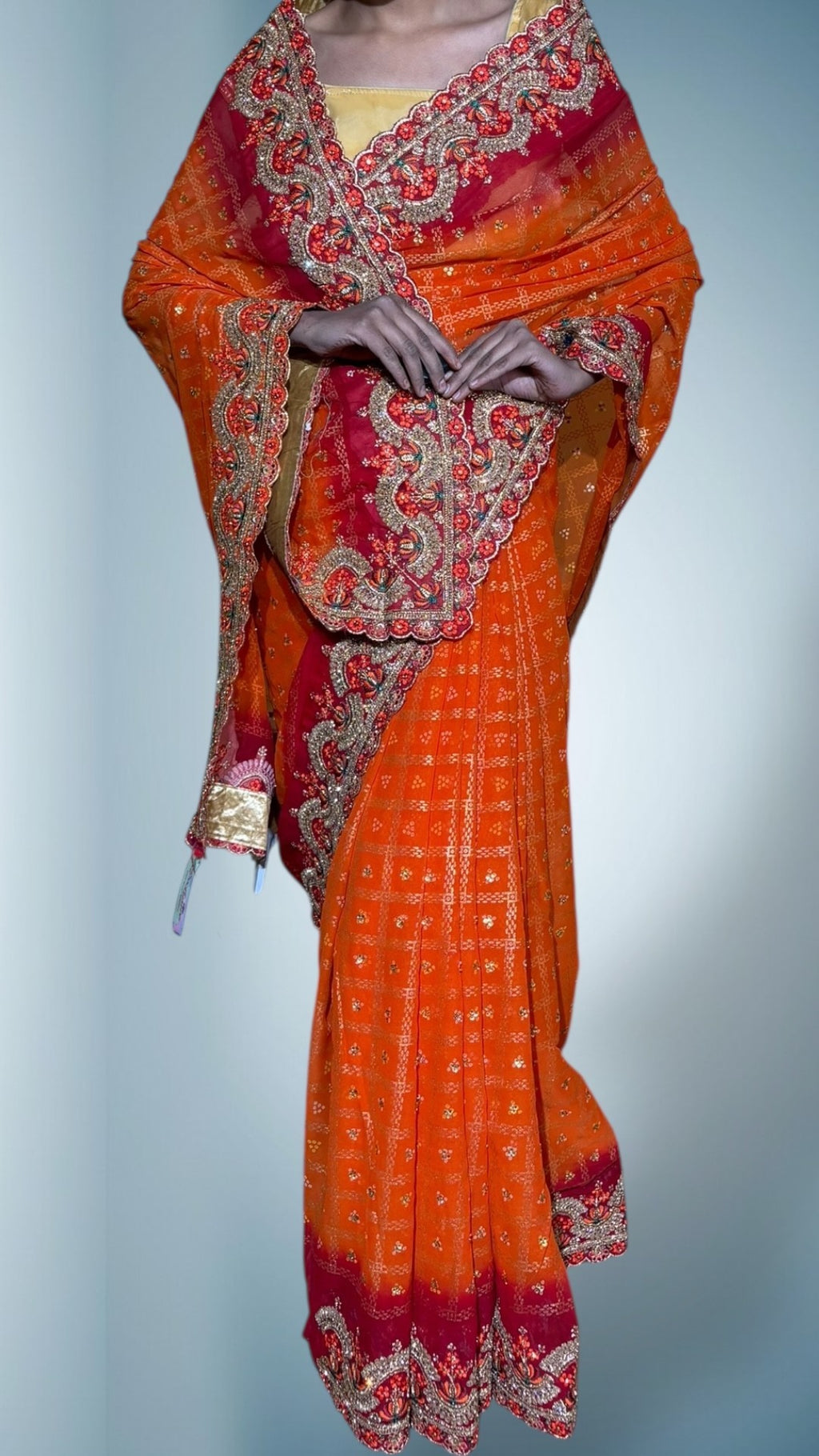 Tangerine Regal Opulent Heritage Saree