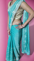 Turquoise Ethereal Elegance Aura Saree