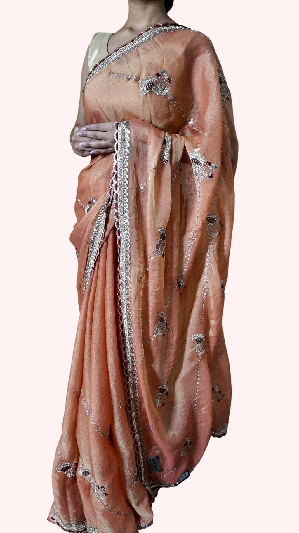 Apricot Ethereal Regal Bloom Saree