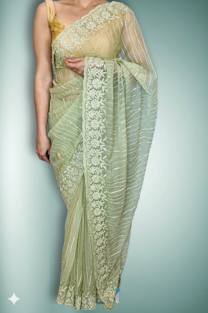 Sage Ethereal Regal Elegance Saree