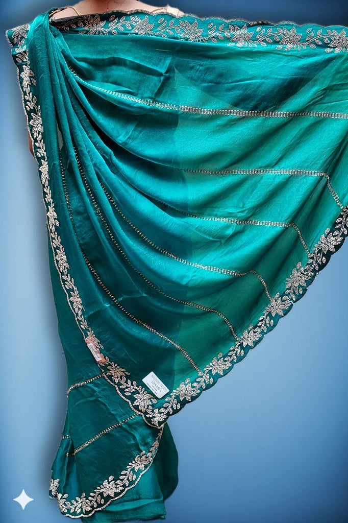 Emerald Regal Exquisite Bloom Saree
