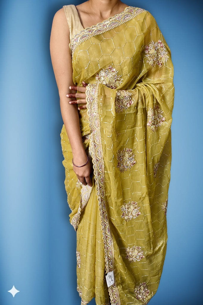 Saffron Regal Opulent Elegance Saree