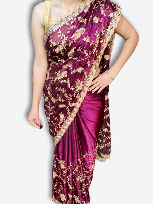 Bordeaux Regal Opulent Couture Saree