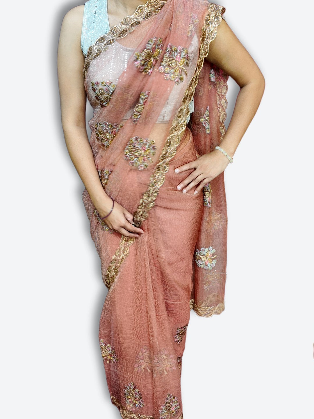 Peach Radiant Regal Bloom Saree