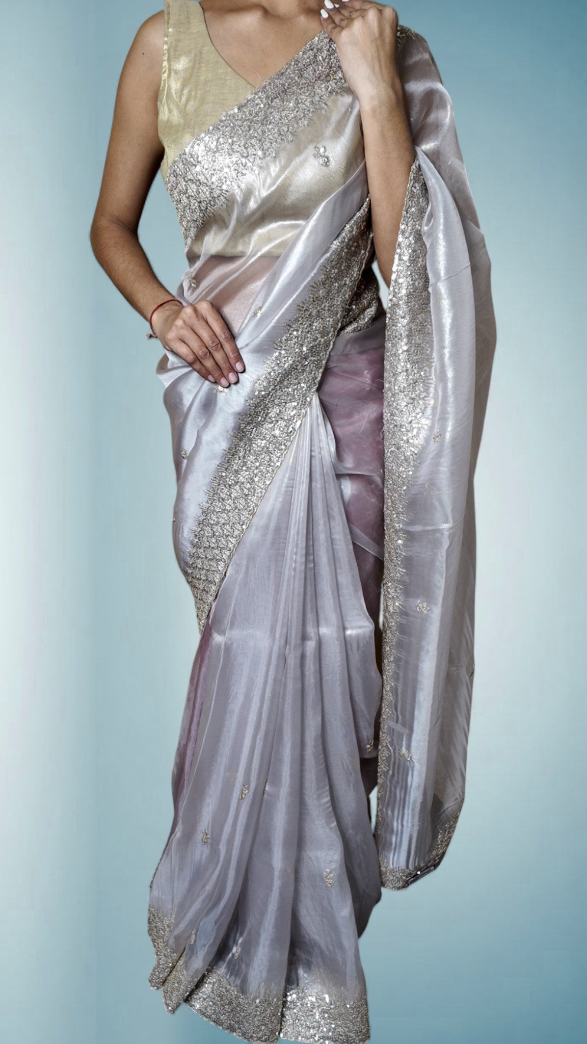 Silver Majestic Opulent Radiant Saree