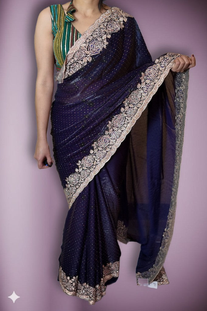 Midnight Regal Opulent Essence Saree