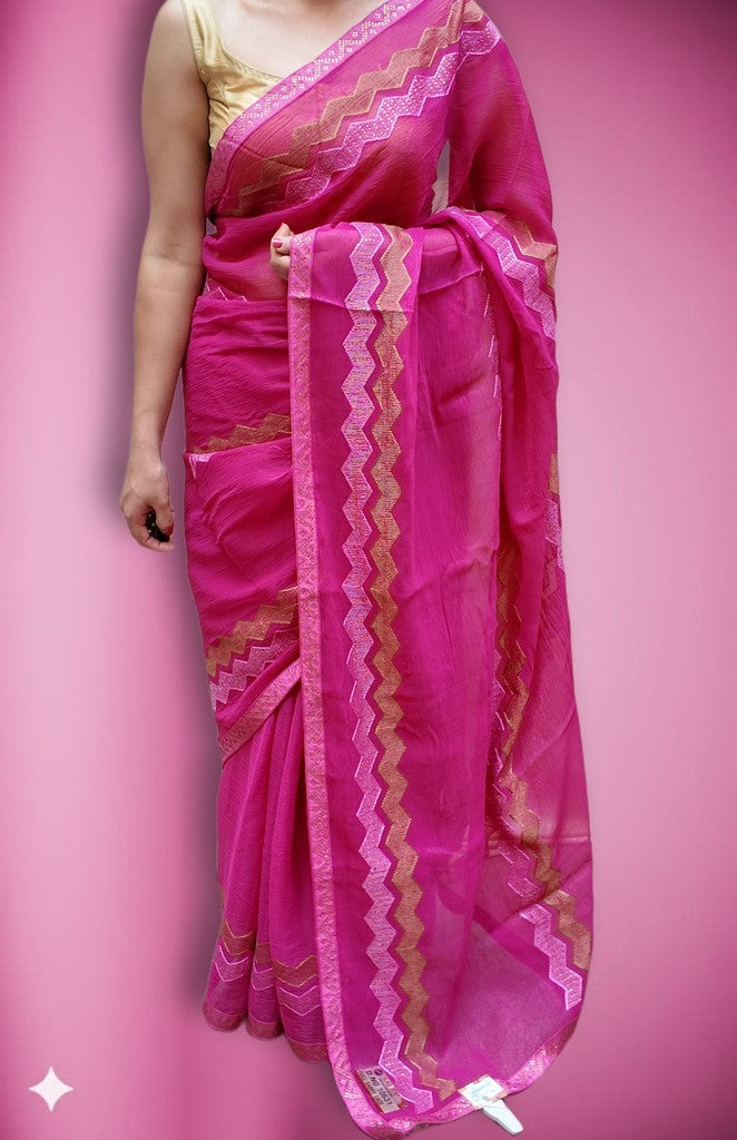 Fuchsia Majestic Couture Bloom Saree