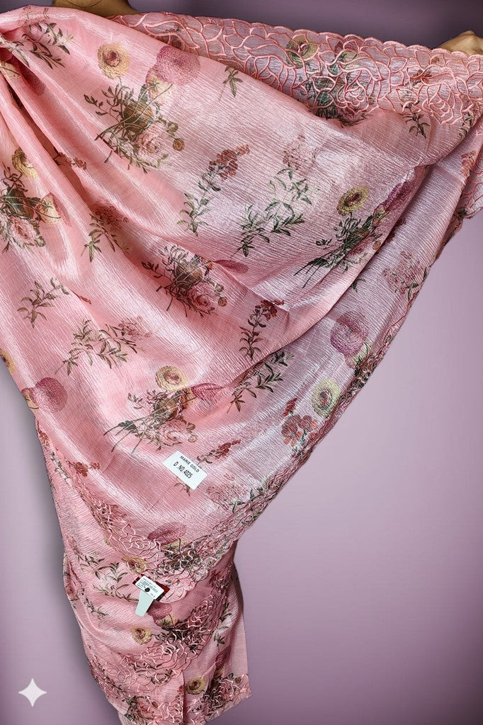 Azure Enchanted Floral Elegance Saree