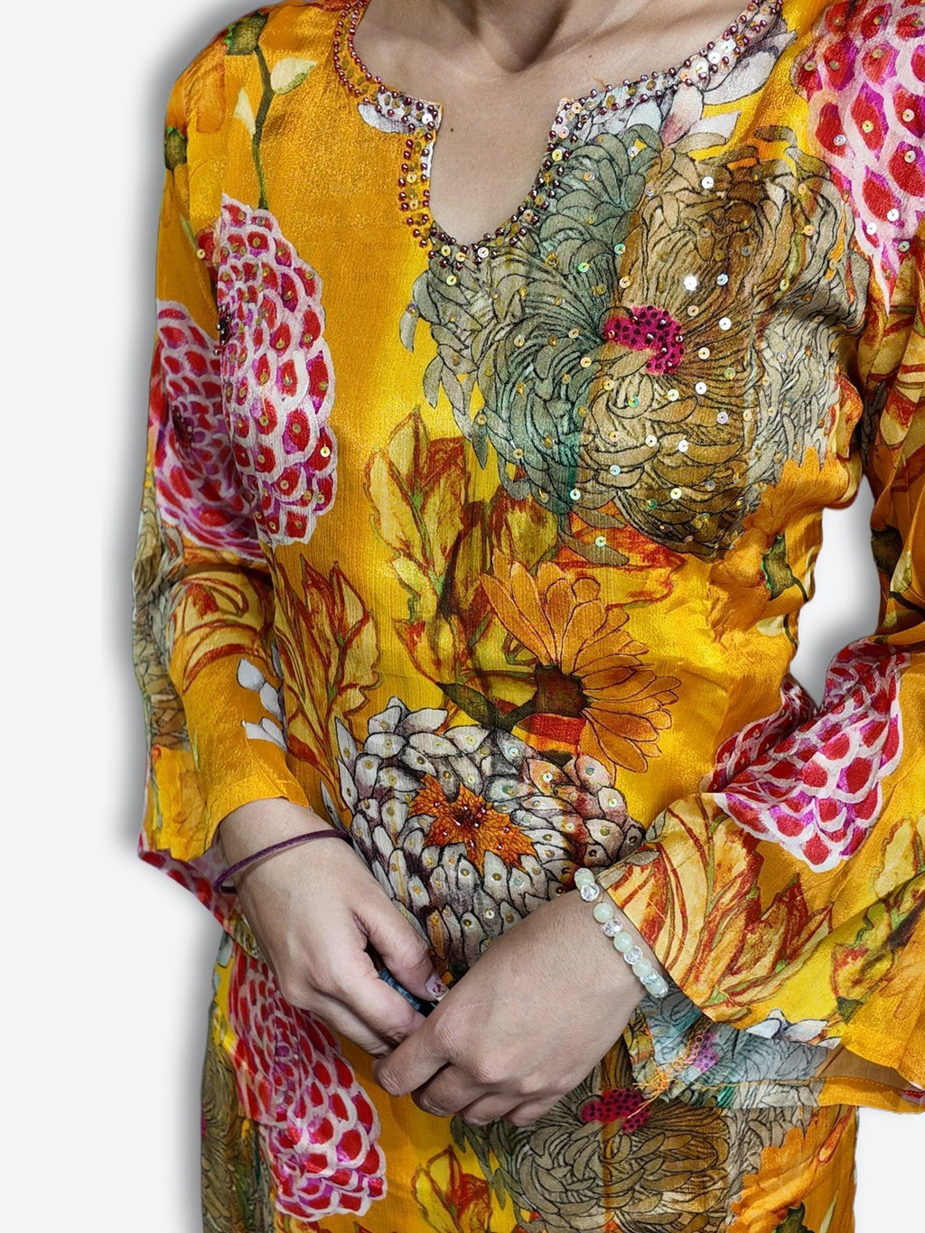 Saffron Regal Bloom Elegance Suit