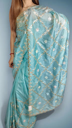 Azure Ethereal Regal Bloom Saree