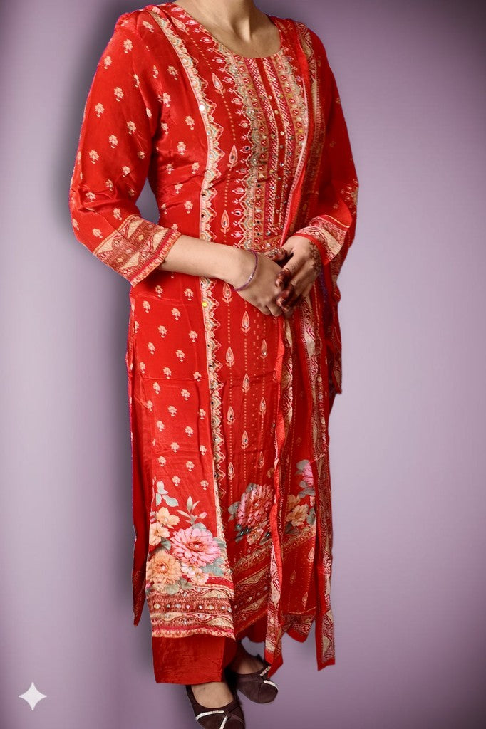 Crimson Regal Exquisite Festive Suit