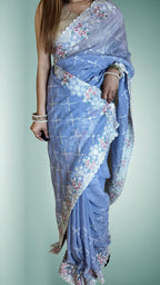 Azure Ethereal Elegance Bloom Saree