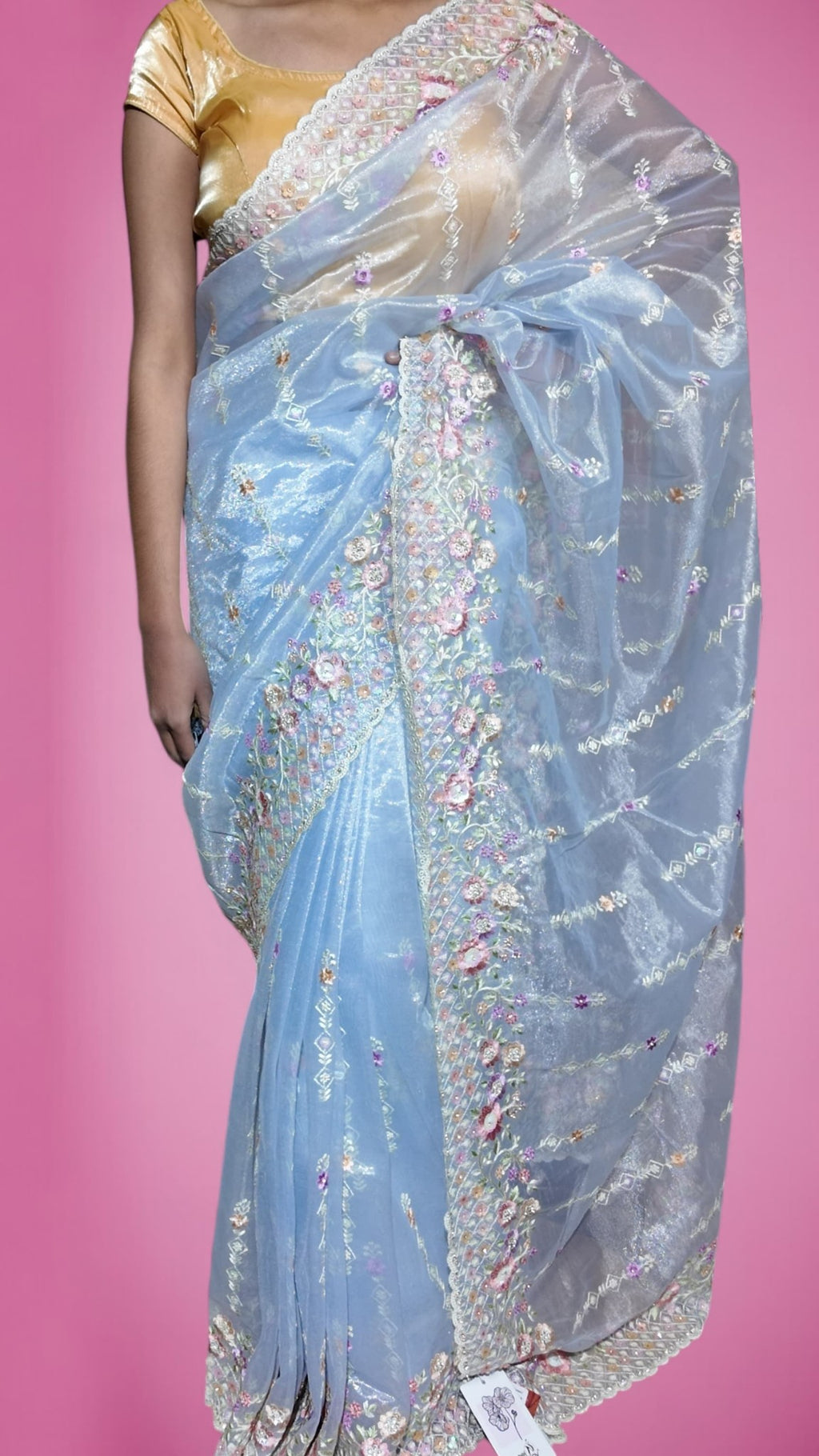Azure Ethereal Regal Bloom Saree