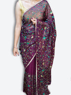 Plum Majestic Couture Bloom Saree