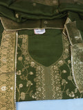 Green Embroidered Suit with Heavy Neck Work