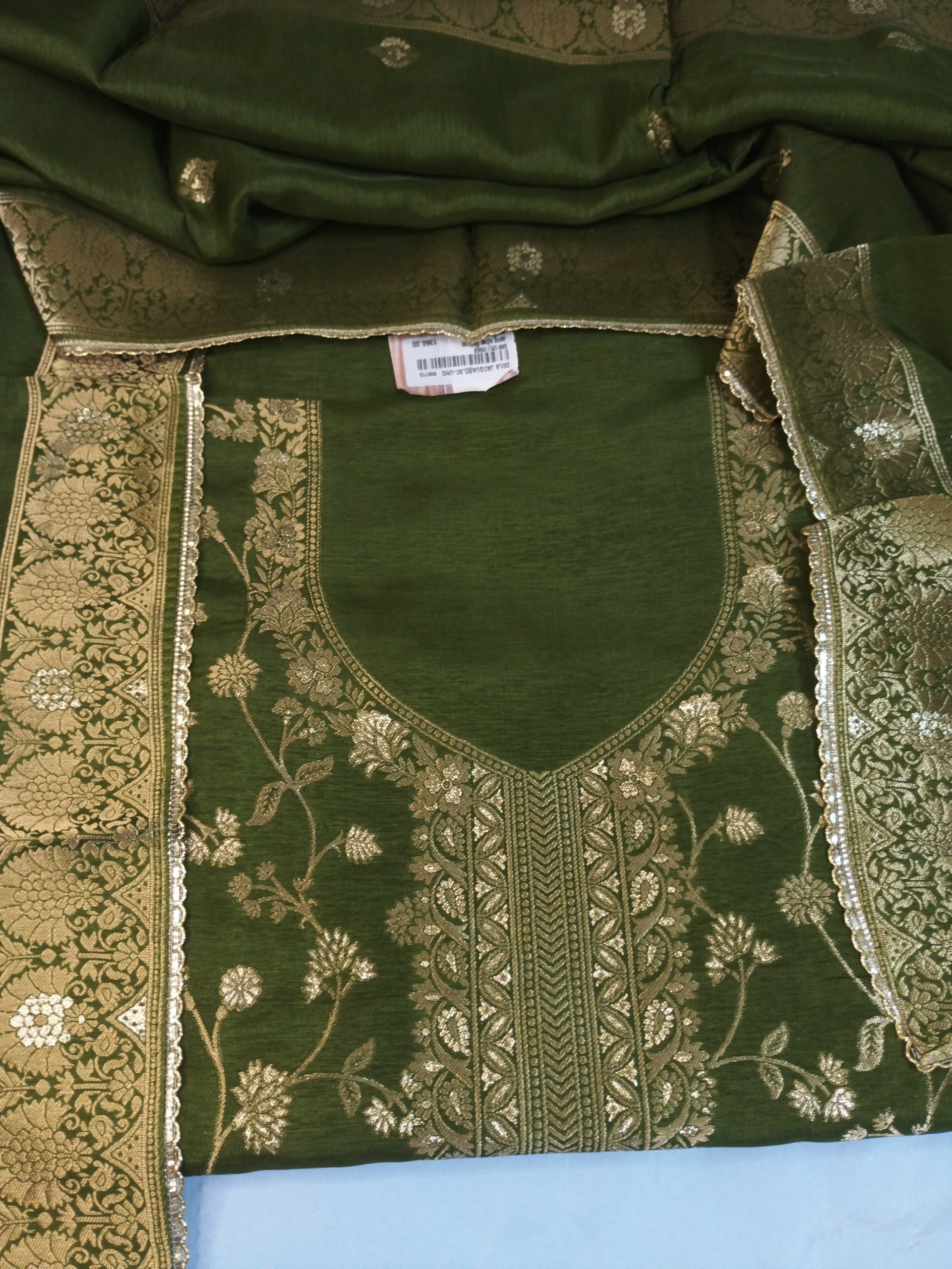 Green Embroidered Suit with Heavy Neck Work