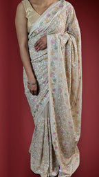 Champagne Ethereal Regal Bloom Saree