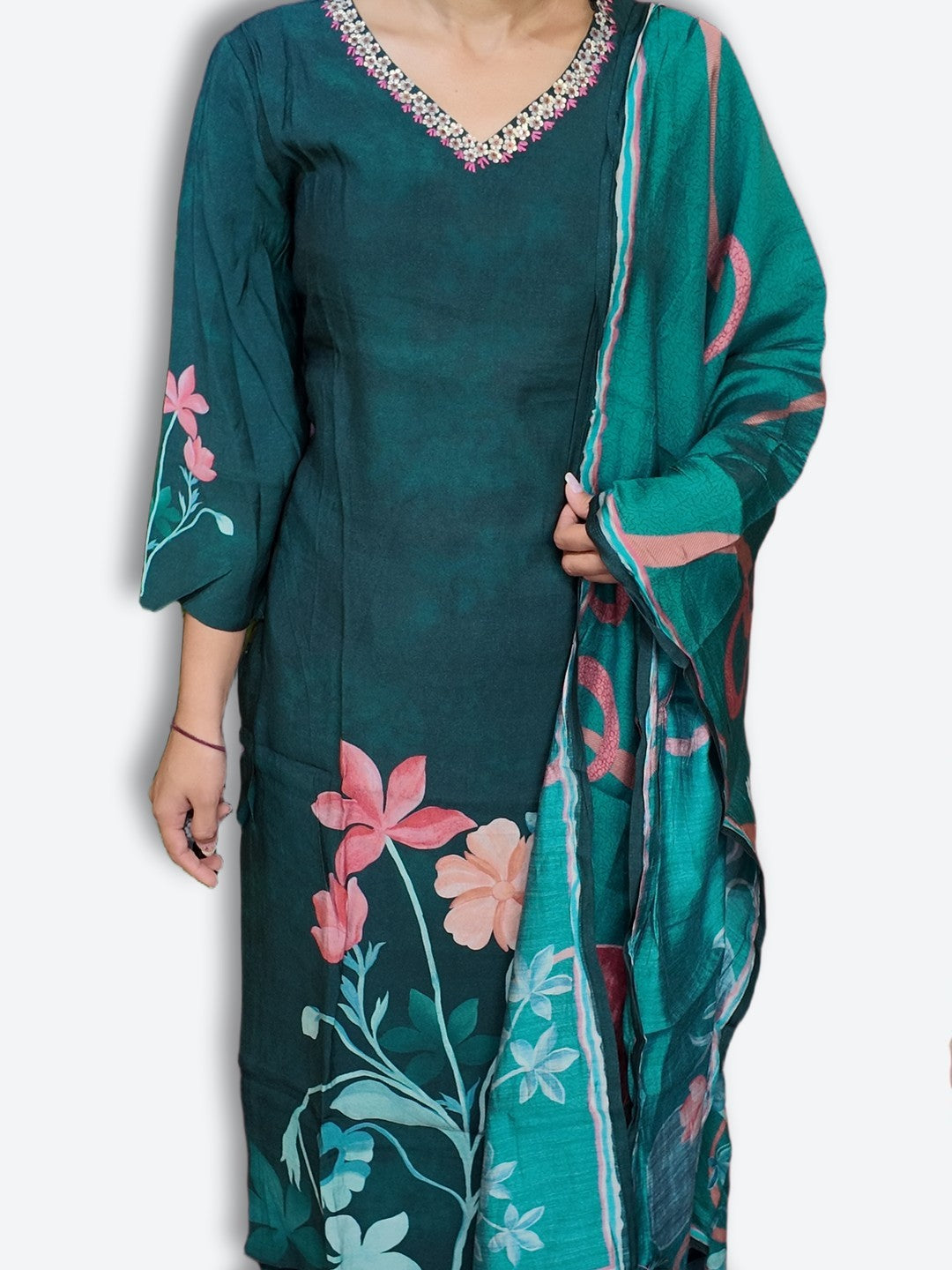 Jade Graceful Bloom Couture Suit