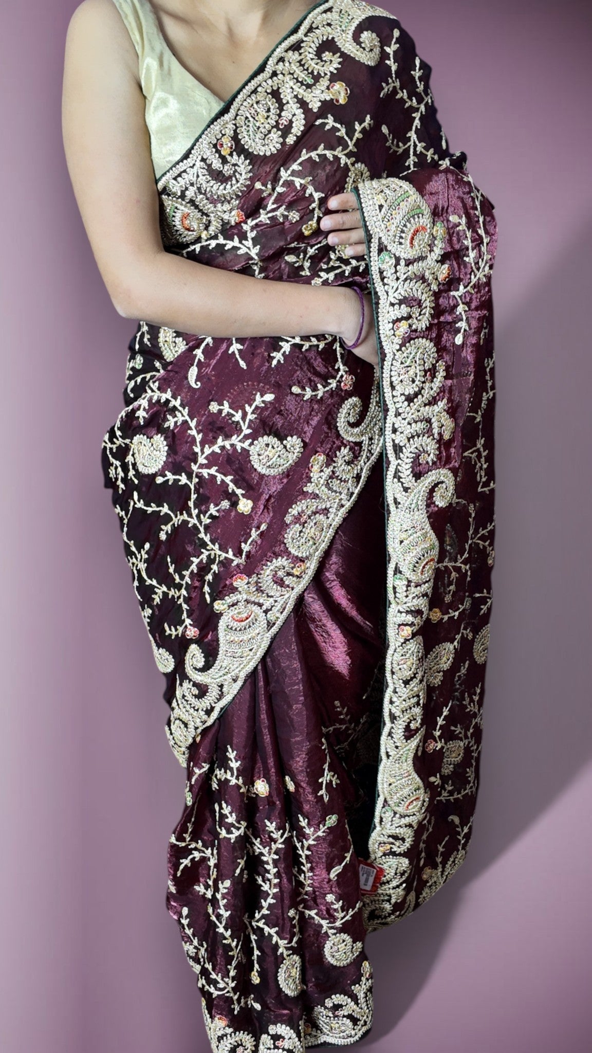 Burgundy Regal Opulent Heritage Saree