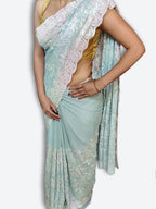 Mint Ethereal Elegance Bloom Saree