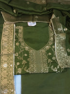 Green Embroidered Suit with Heavy Neck Work
