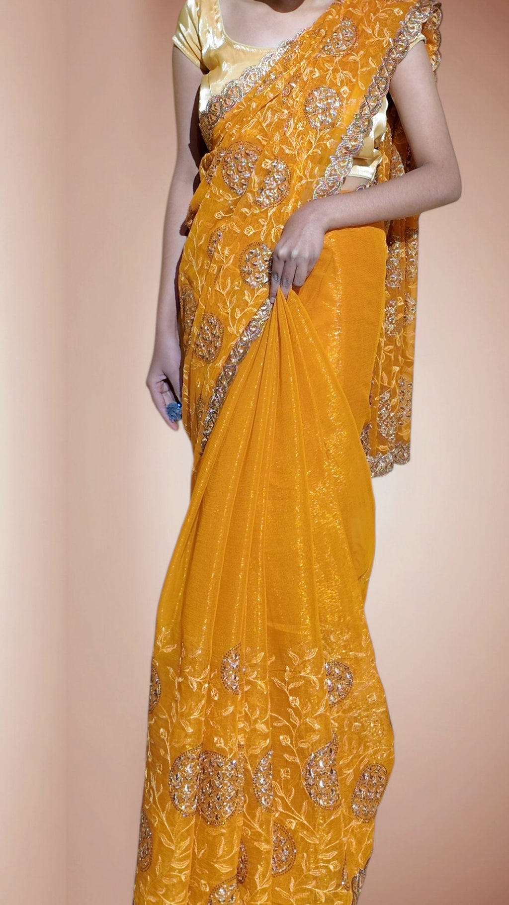 Saffron Regal Opulent Graceful Saree
