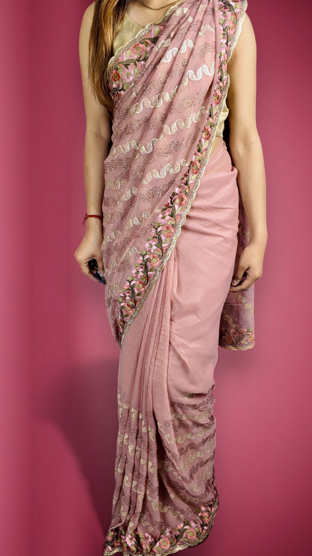 Peach Ethereal Regal Bloom Saree