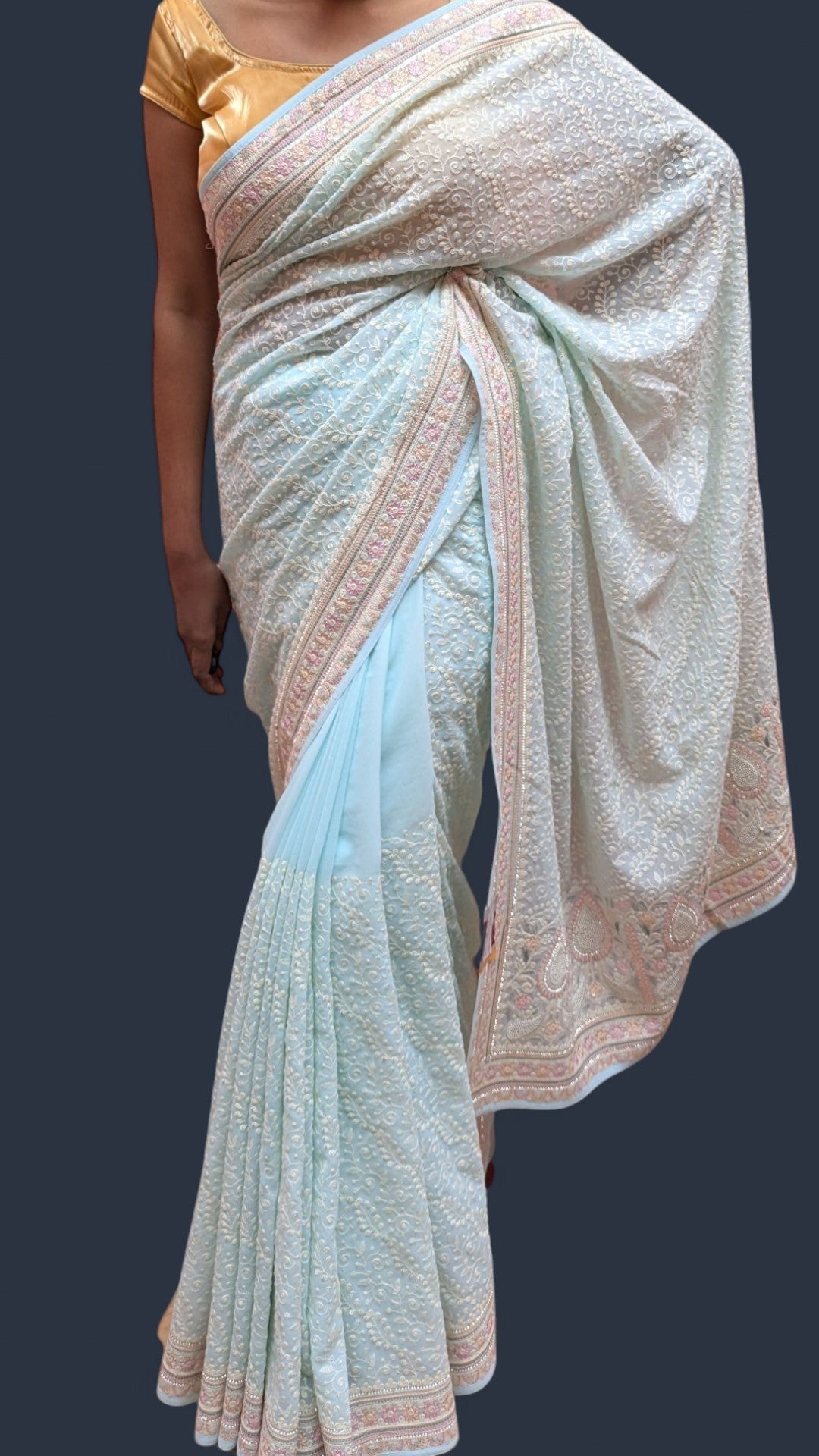 Azure Ethereal Regal Elegance Saree