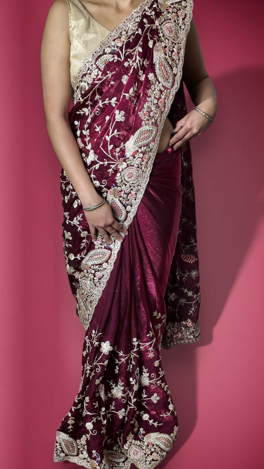 Bordeaux Regal Opulent Couture Saree