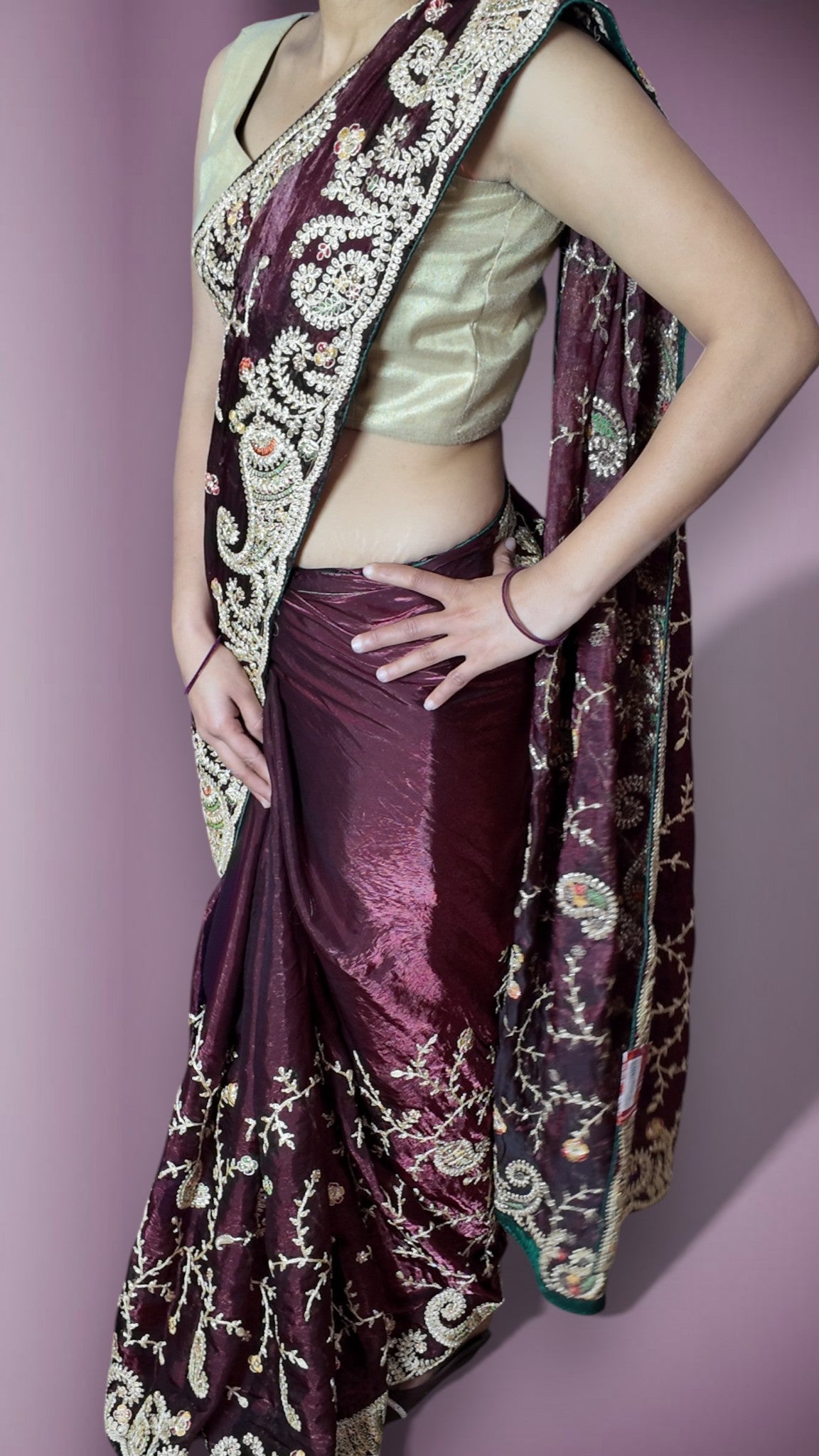 Burgundy Regal Opulent Heritage Saree